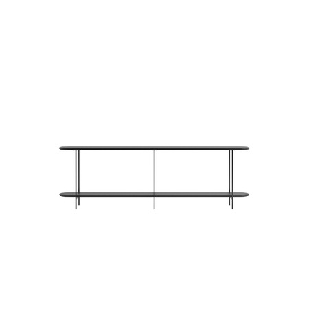 MANHATTAN COMFORT Rectangle Celine Side Table Console in Black, 70.86 W, 13.97 L, 22.63 H, Steel / MDF Top, Black 255551